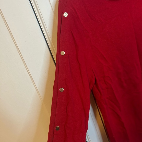 Chico’s Red Military Style Gold Button Sleeve Top - Picture 5 of 5